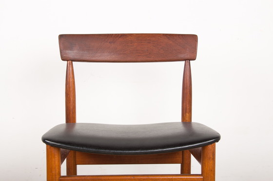 Image 1 of Set of 4 Danish Teak Chairs in Black Skaï by P.E. Jorgensen for Farso Stolefabrik 1960