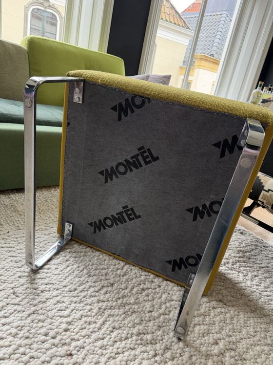 Montèl Poggiapiedi e pouf – pelle gialla & tessuto – base cromata – Montel, Leather, Textile (photo 5 of 5)