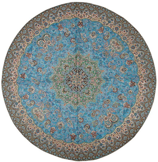 Tovaglia orientale fatta a mano, finemente lavorata con fili di seta, 100 x 100 cm