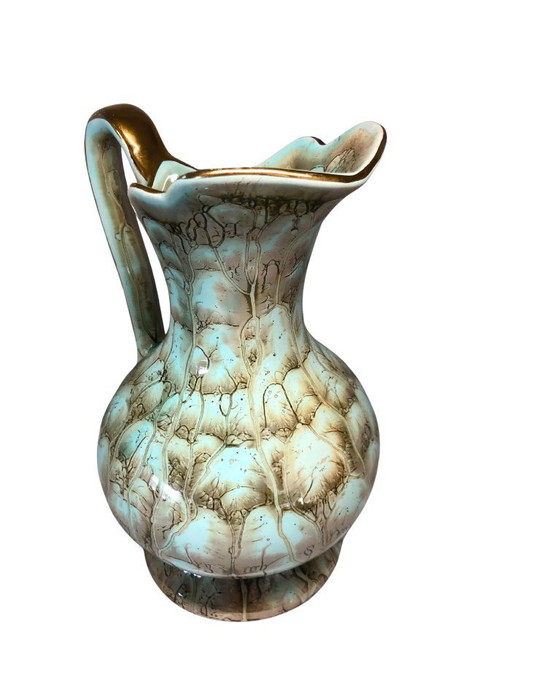Image 1 of Rare Vintage Gouda Plateel Zuid-Holland Pitcher - "Jumbo" Decor - Model 304 - MCM - Mint Condition