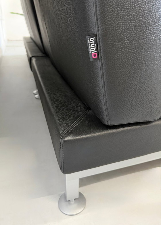 Image 1 of Brühl Moule corner sofa, leather sofa with sleeping function, black, Jumbo