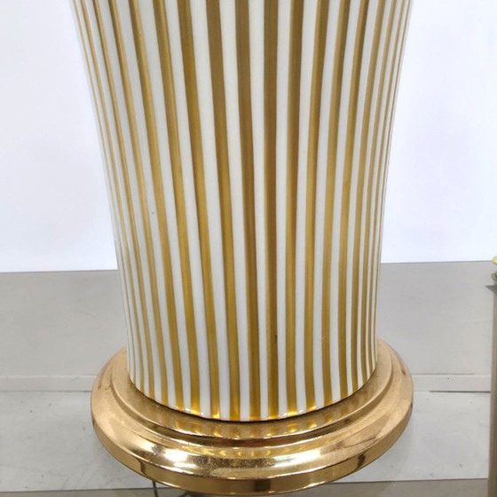 Image 1 of Mangani Italy porcelain table lamp, 1980s gold with white