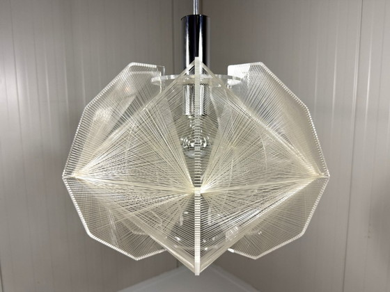 Paul Secon Swag Pendant lamp, Sompex 1960s, Plastic, Metal, Transparent, Mid Century Modern (photo 7 of 14)