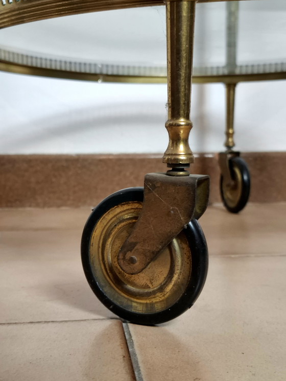 Image 1 of Bar trolley with glass and brass tray.