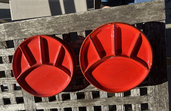 11 Vintage Red Ceramic Jasba Fondue / Gourmet plates – Crockery (photo 4 of 8)