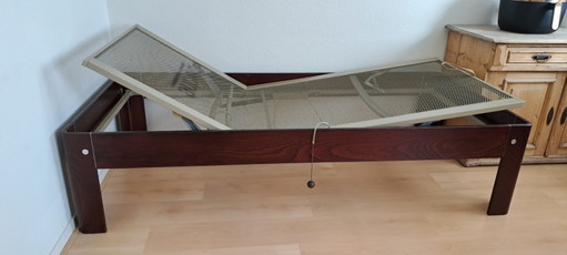 Cama individual Auping con somier ajustable, madera marrón oscuro