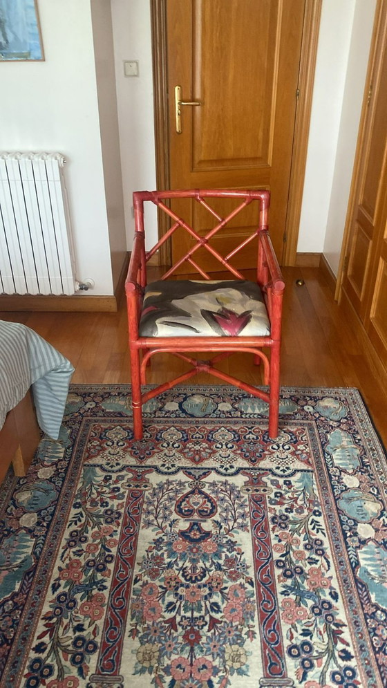 Image 1 of CONJUNTO COMPLETO Roche Bobois "Le Rotin Prestige" 80s – Cómoda + Espejo + Silla + Lámpara