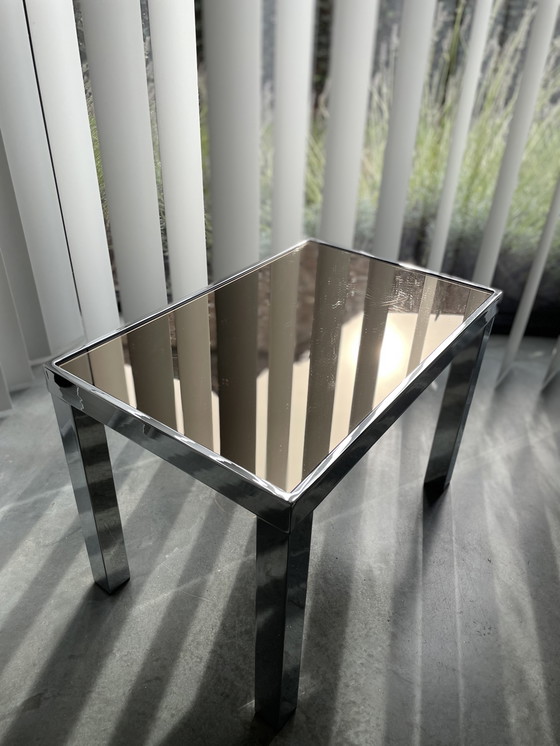 Image 1 of Chrome side table with mirror smoked glass