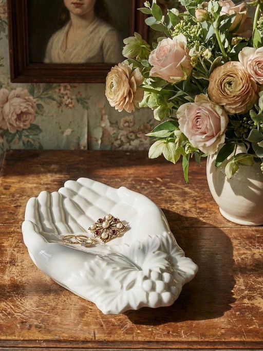 Georges Sand hand-held valet tray after Cocteau, GDA Limoges, unsigned