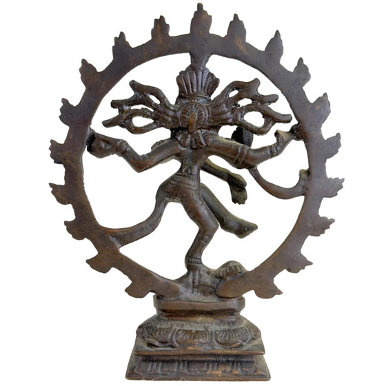 Statua Compatta in Bronzo Shiva Nataraja – Statuetta da Altare Indiana – 14.5 cm – Sculture, Bronze, Brass (photo 5 of 10)