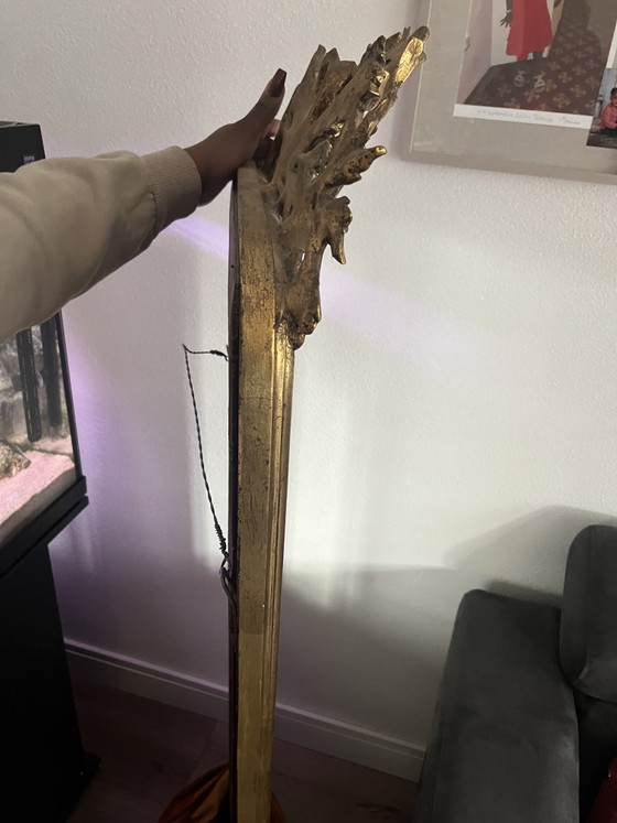 Antique Gilded Louis XVI Mirror with Crest – 157 Cm – Wood (photo 3 of 5)