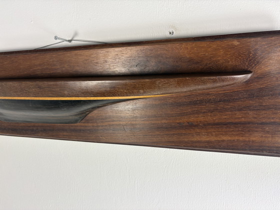 Image 1 of Decorazione da parete vintage a forma di mezza barca in legno massello