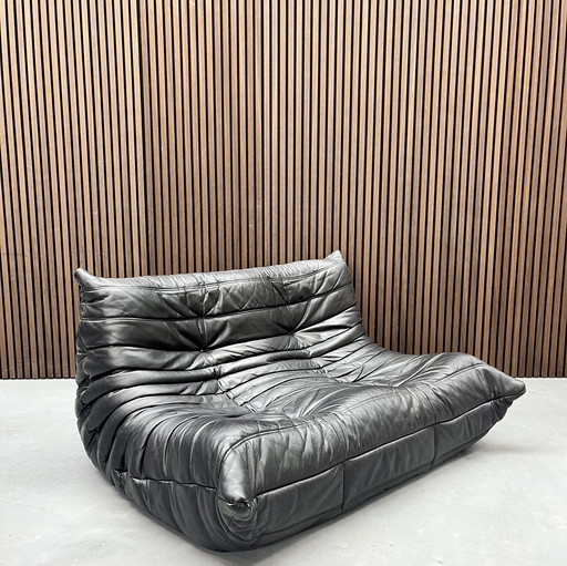 Ligne Roset Togo - Nero leder - vintage - tweezits