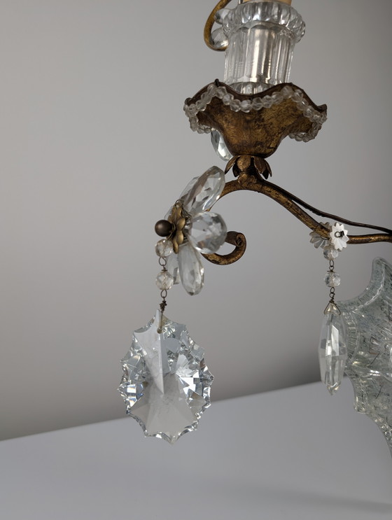 Image 1 of Großer italienischer Wandleuchter aus geschliffenem Kristall, Stil Maison Baguès, 1950er Jahre