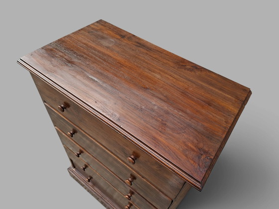 Old English Chest of drawers, apothecary cabinet, filing cabinet, dimensions: 72x41cm and 104cm high. – Wood (photo 5 of 5)