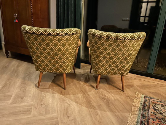 Ensemble de 2 fauteuils cocktail vintage années 60, Textile, Crème (photo 6 sur 6)
