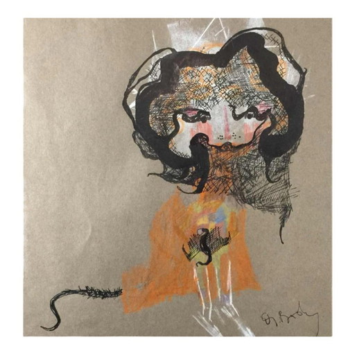 Anne Body, Parce Queue, Huile sur Papier, 1970
