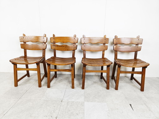 4 sillas de comedor brutalistas vintage
