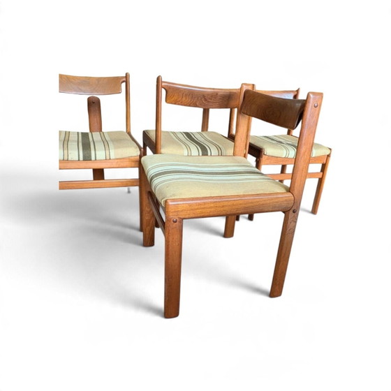 Ensemble vintage de 4 chaises de salle à manger danoises en teck, Bramin – Textile, Bois (photo 2 of 9)