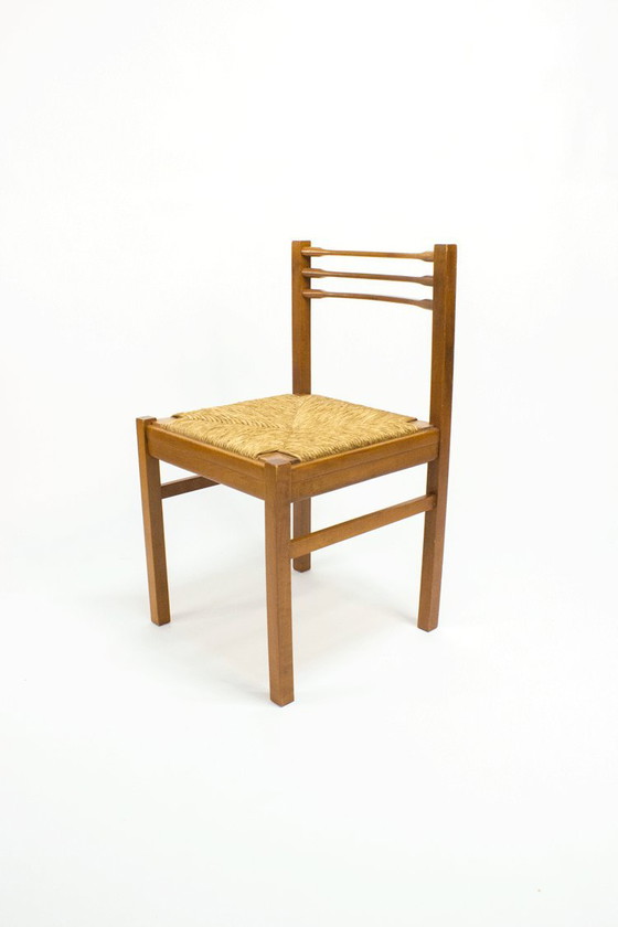 Image 1 of Vintage Wooden Dining Chair Cane 1950s