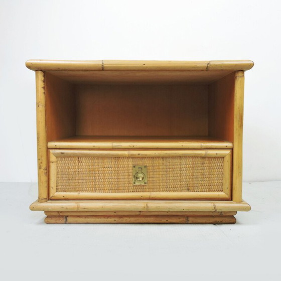 Image 1 of Meuble d'appoint vintage Dal Vera en bambou, osier et rotin, Italie, années 1960