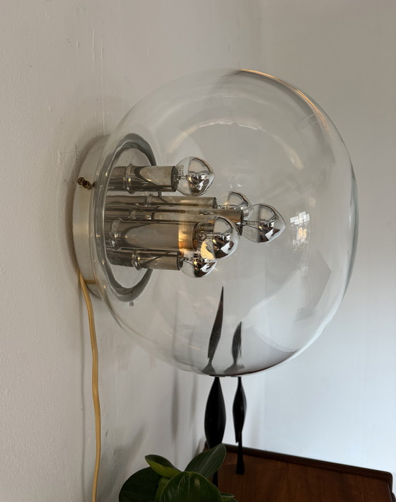 Image 1 of Lampada da parete vintage in stile "Globe" dell'era spaziale, Glashütte Limburg '70