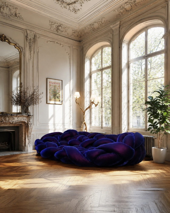 Nieuwe Edra BOA 020 In Diepblauw Velours 100M Tubelar BOA Snake – Daybeds, Velvet, Textile (photo 3 of 6)