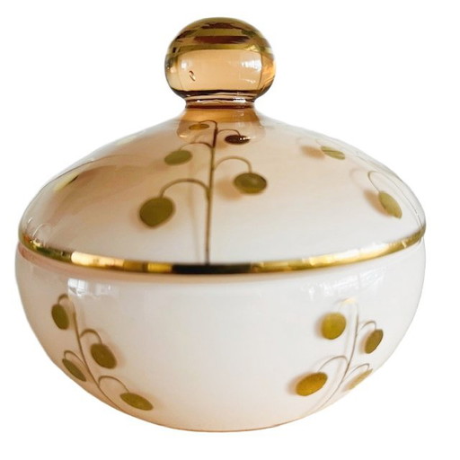 Scatola per gioielli in vetro rosa chiaro De Rupel 1950