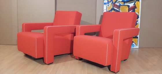 Image 1 of Cassina 2 Poltrona 637 Utrecht Nuova Mai Usata Lampo Rosso Lana 13L