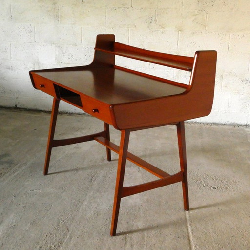 Mahagoni Schreibtisch von Jacques Hauville für BEMA Editions, 1960