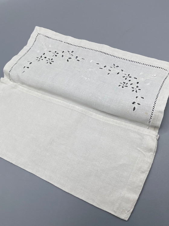 Porte-serviettes ancien brodé « Anne » – linge de trousseau vers 1900 – Objets déco, Textile, Cotton (photo 5 of 7)