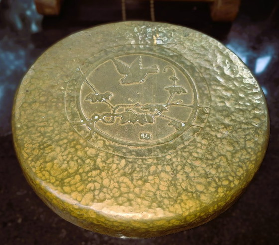 Gong decorativo con motivo a uccello, Oggetti decorativi, Legno, Ottone, Marrone, Rustic (foto 6 di 6)