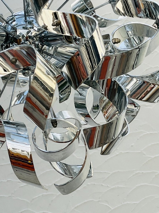 Image 1 of Sculptural chrome designer pendant light