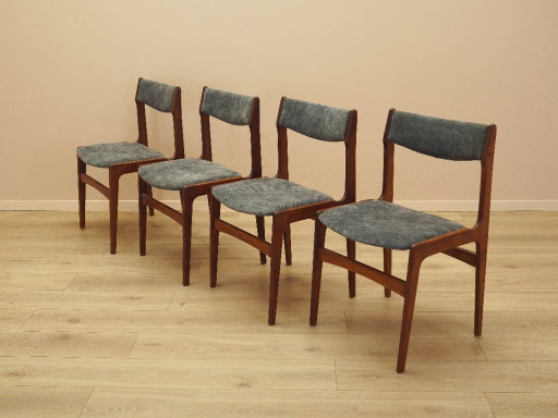 Set di quattro sedie in teak, design danese, anni '70, prodotte in Danimarca.
