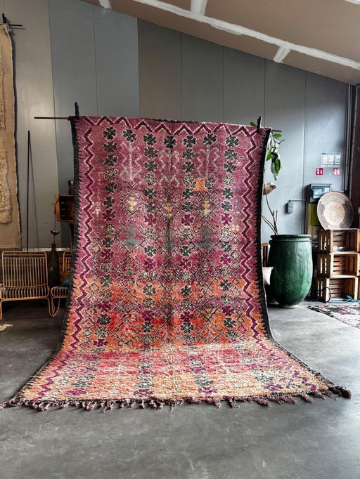 Rare Vintage Moroccan Boujad Rug 200 x 350 cm – Large Handwoven Berber Wool Carpet – Collector Piece