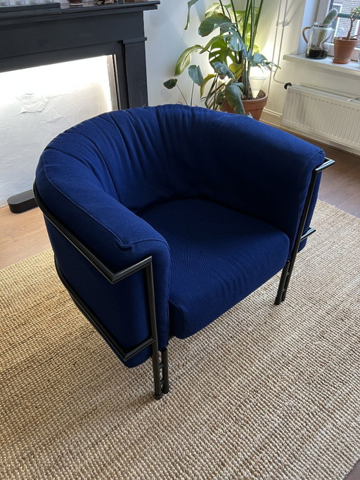 Poltrona lounge vintage Harvink – Struttura in metallo pesante – Design olandese – Pieghettata