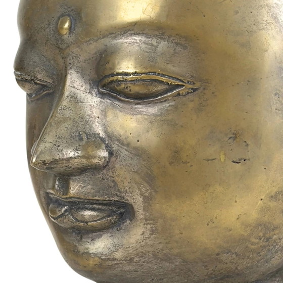 Bronze Buddha Head in Shan Style – Hand-cast Sculpture 31 cm (photo 9 of 11)