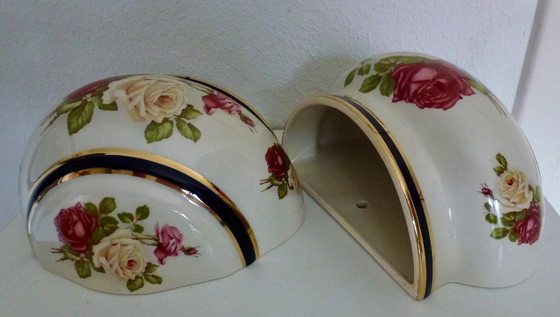 Image 1 of 2x Vintage Romantic Modica Gouda Pottery - Vaso da fiori - Vaso da parete