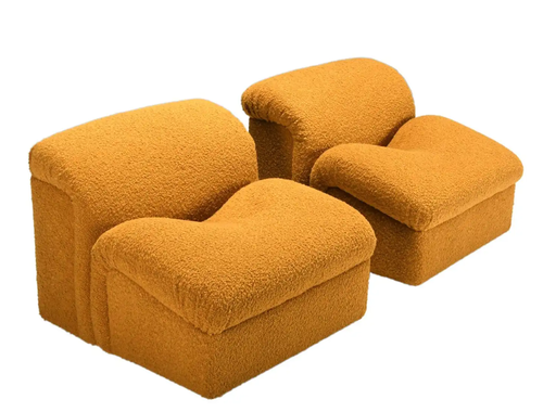 2x poltrone lounge MetalArte Bouclé 'Onda'