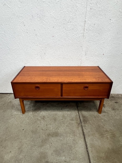 Vintage Teakhouten Laag Wandmeubel / Televisiemeubel, Denemarken 1960's