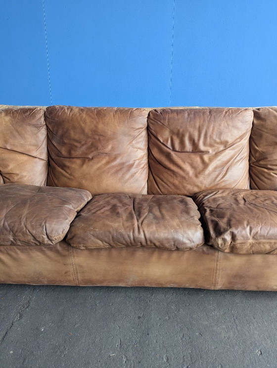Image 1 of Canapé 3 places vintage en cuir italien, Brunati, années 1970