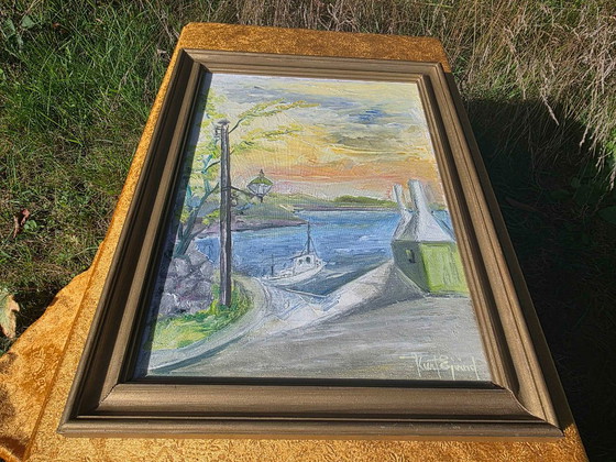 Dipinto a olio costiero originale di metà secolo – Dipinti e disegni, Tela (photo 5 of 11)