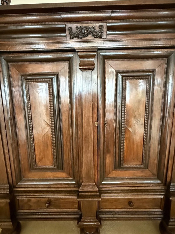 Image 1 of Oost Friese Kussenkast Eiken Gefineerd Met Palissander En Notenhout