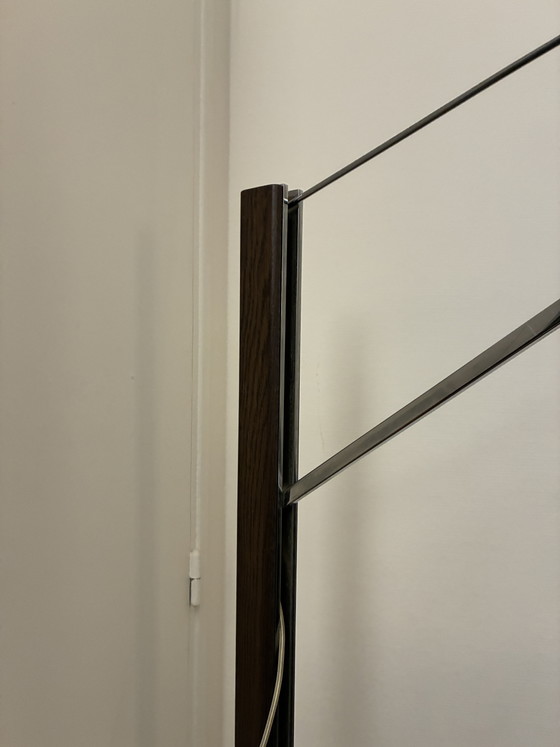 Image 1 of Lampadaire Cinna bois chrome et tissu