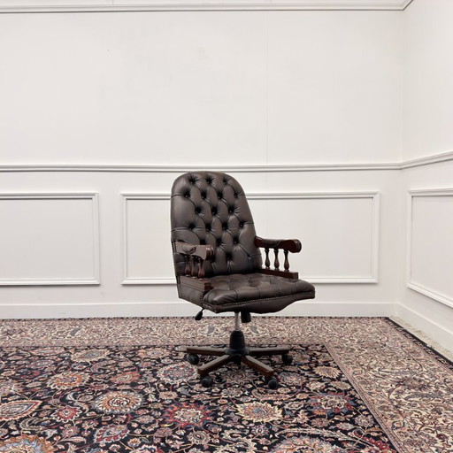 Bruine Engelse Chesterfield Bureaustoel President Chair