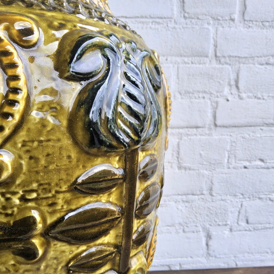 Image 1 of Vintage Ceramic XXL West Germany Vase (Bay) Mustard Colour / West Germany Vase Mustard Colour