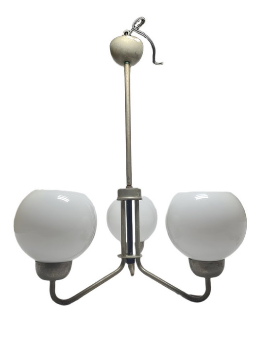 Lampadario in stile postmoderno, Polonia, anni '70 – Glass, Metal (photo 3 of 12)