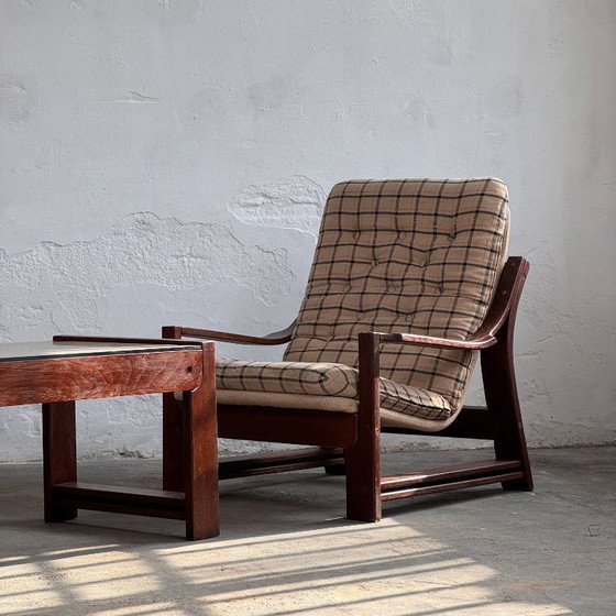 Image 1 of Salotto vintage con tavolino da caffè e motivo scozzese ungherese, anni '70