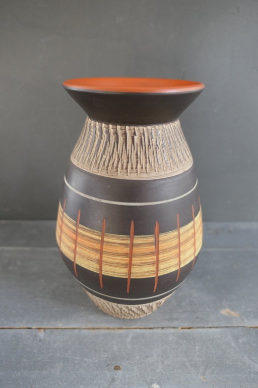 Vintage AKRU Klinker Ceramic Vase 19 25 Handmade