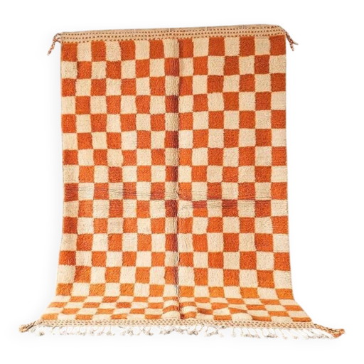 Alfombra marroquí naranja de lana natural, 250cm x 150cm